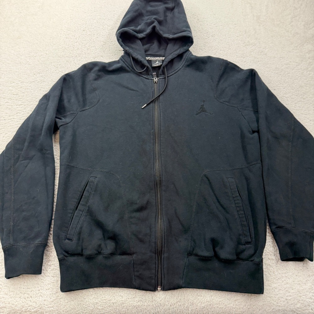Jordan Brand Mens Full Zip Hoodie Black Gym Performance Size L